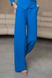 Adelaide Trousers Cerulean Blue Sculpt Stretch Wool Crepe The Fold thefoldlondoncom at The Fold